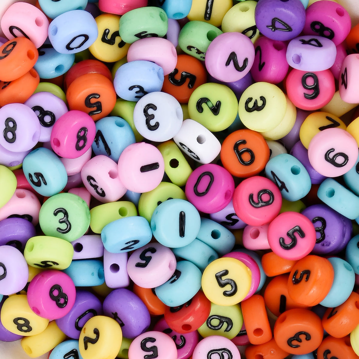7mm Acrylic Multicolor Number Beads Random Mixed Number Beads Flat Rou ...