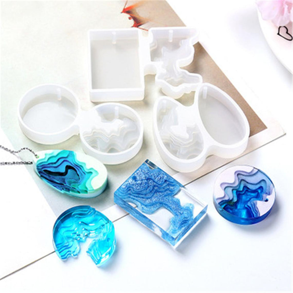 Pendant Silicone Mold Ladder Island Mould Round Teardrop Rectangle Shape Soft Silicone Mould diy Craft Mold 1pcs 103150