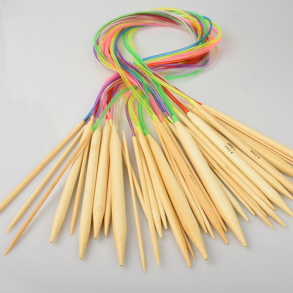 18size/set Multi-color Plastic Tube Circular Bamboo Knitting Needles D –  Rosebeading Official