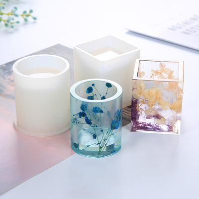 Round Penholder Silicon Mold Square Penholder Mold for Household Products Making Craft Supplies 1pcs 103191