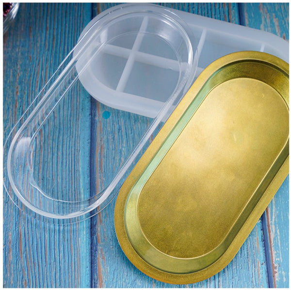 1 pcs DIY Silicone Rolling Tray Mold Crystal Oval Flat Plate Mold Dish Mold For Table Decoration 10330050