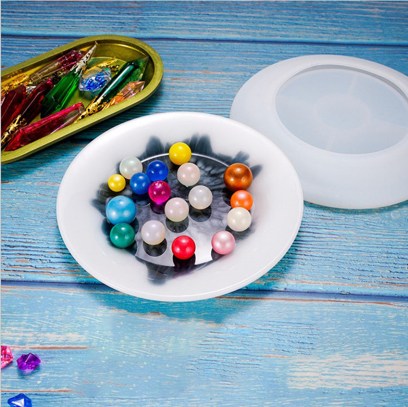 1 pcs DIY Silicone Rolling Tray Mold Crystal Round Flat Plate Mold Dish Mold For Table Decoration 10330051