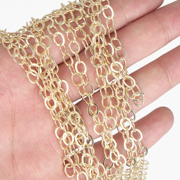 5*9mm Brass 14K Gold Plated Chain, Fashion O Shape Necklace For Women 1 Yard Length 10330905