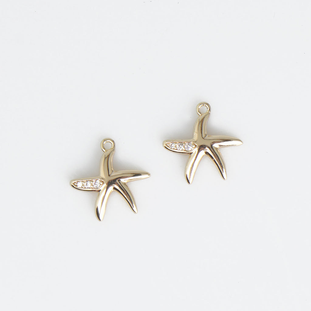 14K Gold Filled Pendant 15*15mm Starfish Charm for Earring Bracelet Necklace Charm Jewelry Making Zircon Star Fish Charm 10331650