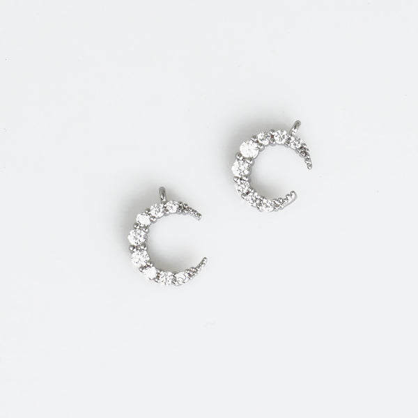 14k Gold Filled Crescent Moon Charm Cubic Zirconia Charm Necklace Bracelet Making Supply 103323