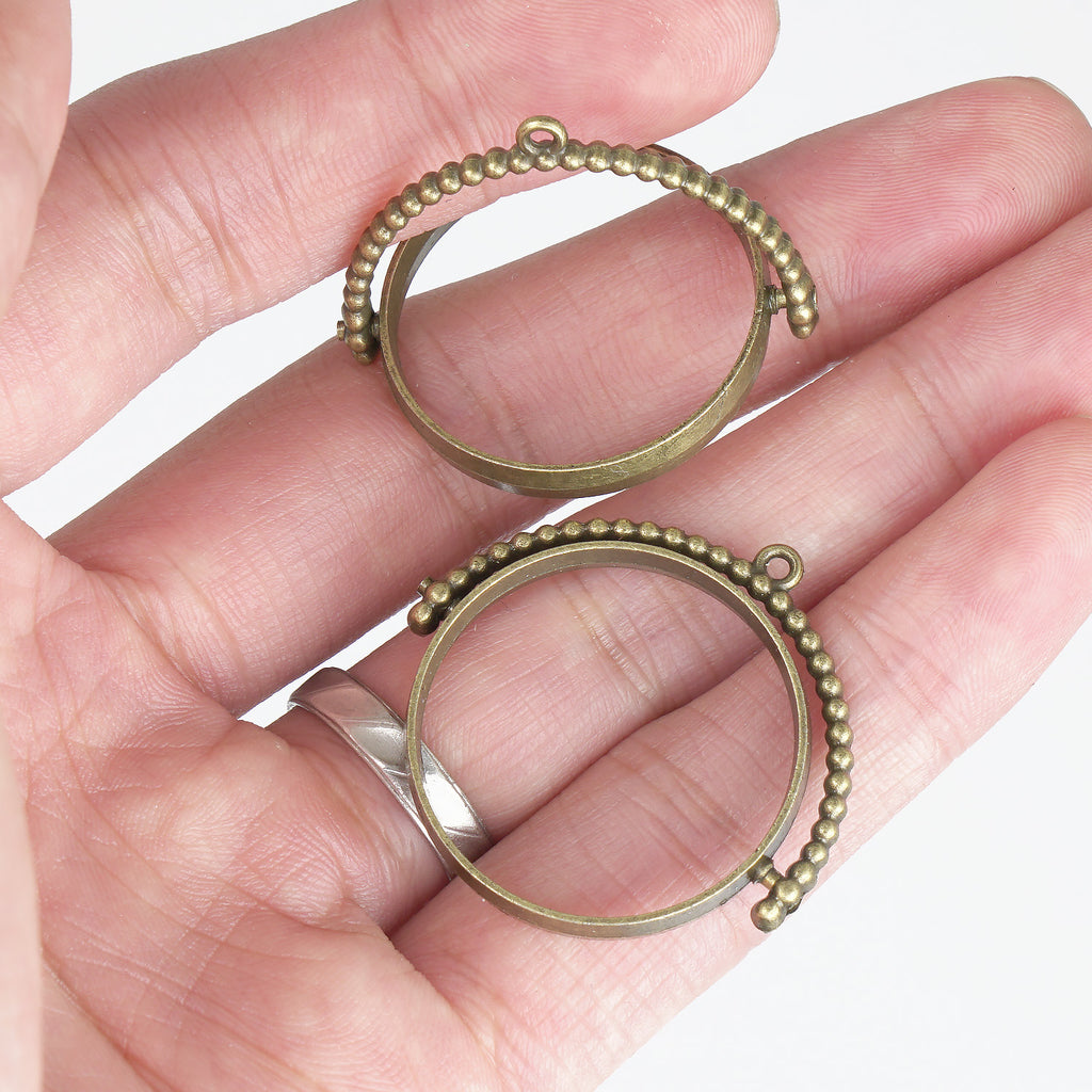 25mm Round Open Back Pendant Resin Setting Blanks Open Frame Rotating Pendant Frame Setting 10pcs 103341