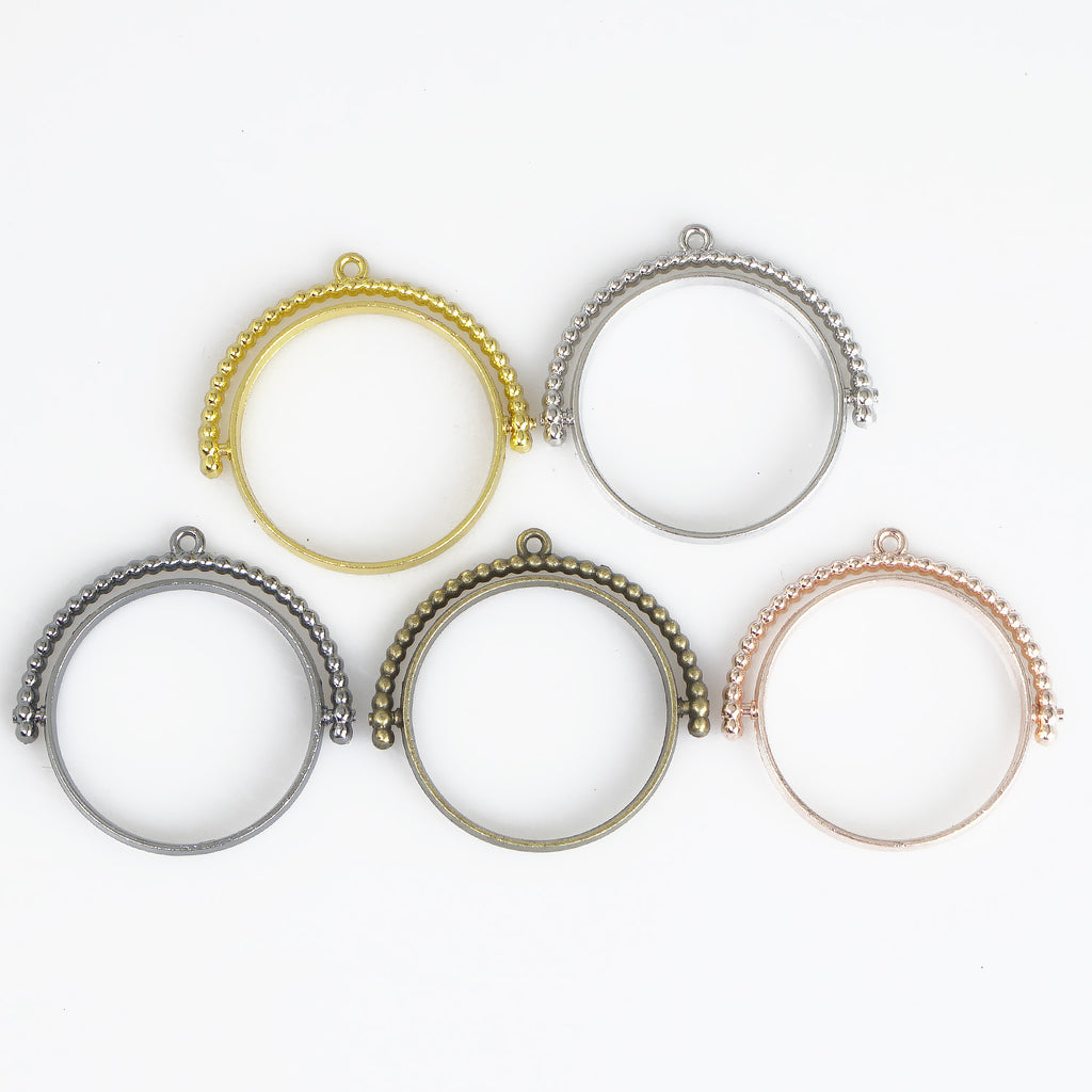25mm Round Open Back Pendant Resin Setting Blanks Open Frame Rotating Pendant Frame Setting 10pcs 103341