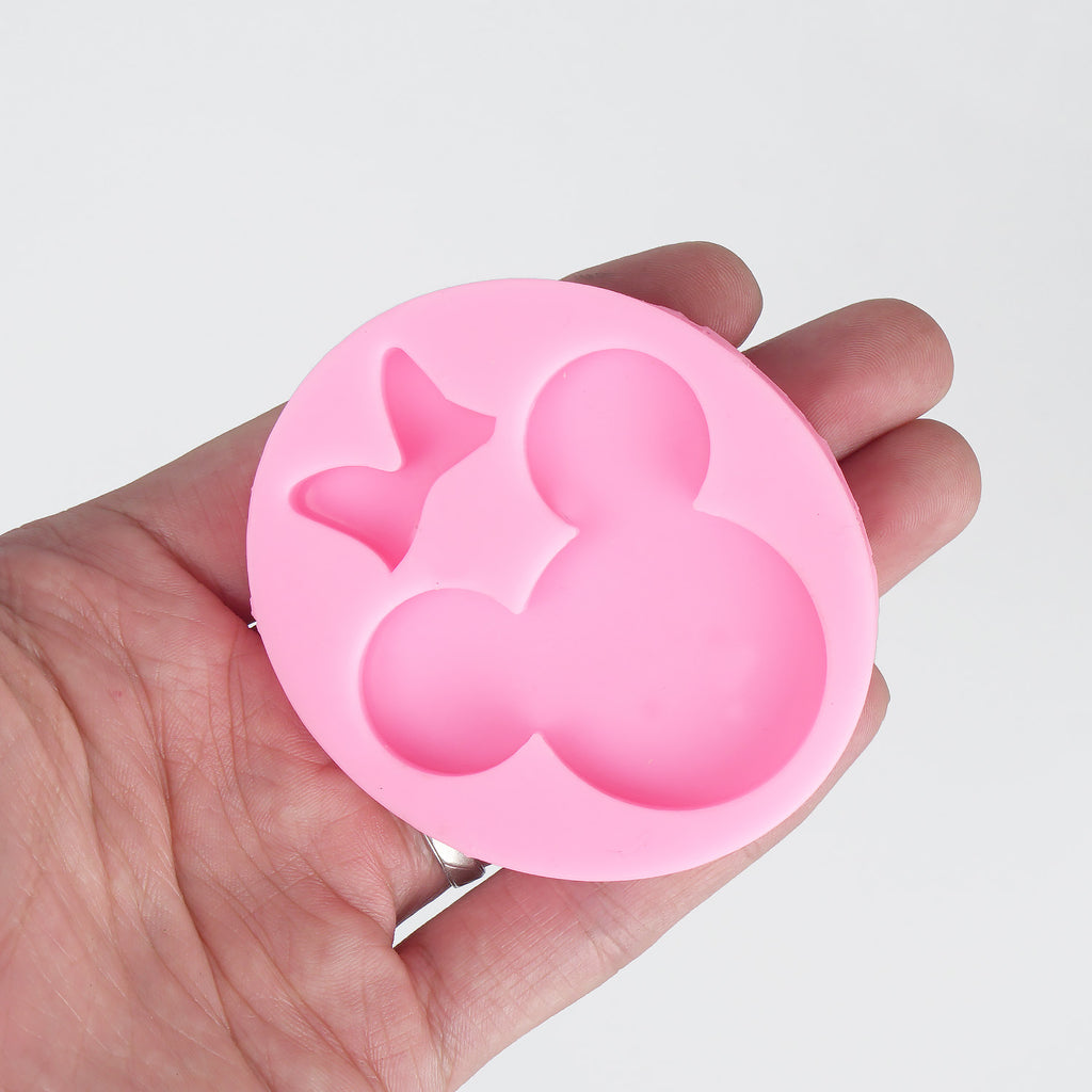 1 Piece Adorable Minnie Mouse Mold, Silicone Mouse With Bow Mold For Keychain, Keychain Mold 10336150