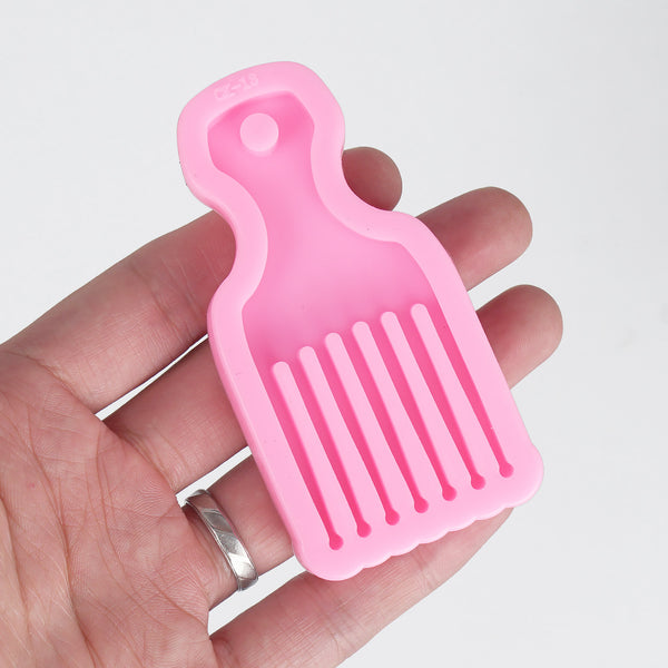 1 piece Shiny Hair Pick Mold Silicone Hair Comb Mold Resin Keychain Mold With Hole 10336450