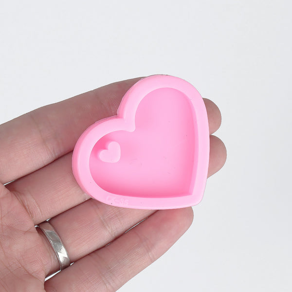 1 piece Shiny Silicone Heart Mold Silicone Keychain Mold Jewelry Craft Accessories 10338450
