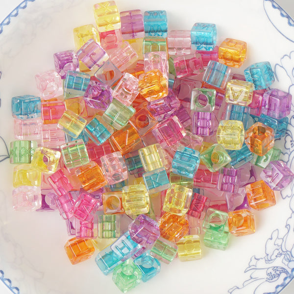 5.5*6mm Colorful Alphabet Beads Cube Acrylic Alphabet Beads 3mm Hole 100 Pcs/Bag Mixed 10346650
