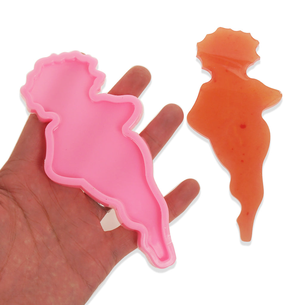 1pc Silicone Flat Lady Mold Lady Shape Mold DIY Shiny Resin Mold For Handwork Craft 10363950