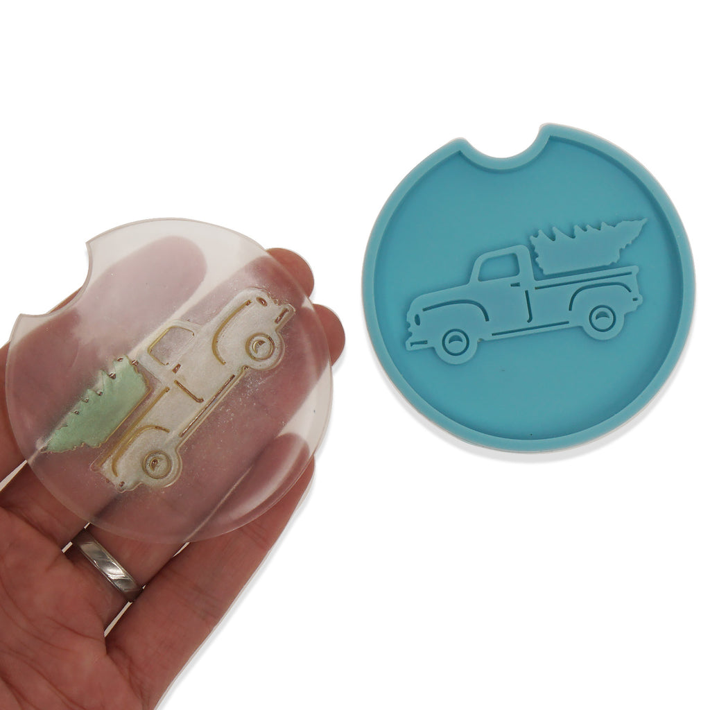 1 piece Blue Silicone Car Cup Coaster Mold Truck Pattern Coaster Molds DIY Hand Craft Gift 10364157