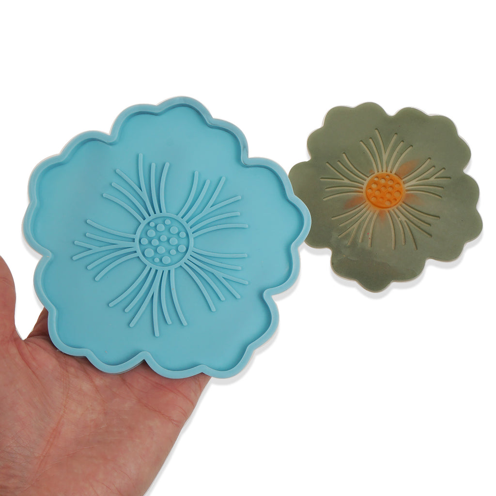1pc Blue Silicone Flower Coaster Molds for Resin Casting Silicone Epoxy Coaster Mold for Making Craft 10364251