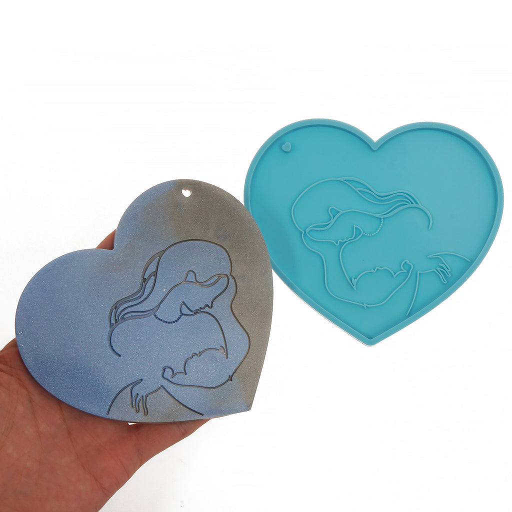 1pc Blue Silicone Coaster Mold Heart Shape Keychain Mold DIY Resin Epoxy Craft For Mother's Day Gift 10364650