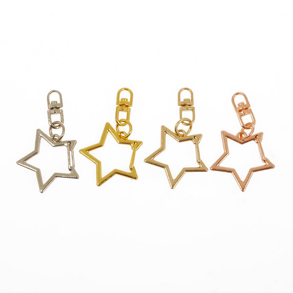 10PCS Alloy Keychain, Star Clasp Key Chain, Star Key Rings, Star Lobster Swivel Clasp, Snap hook, Multiple colors 103663