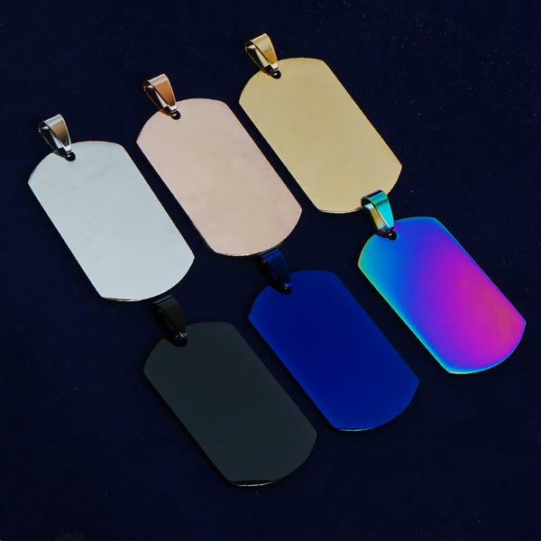 10PCS Stainless Steel Dog Tag, 40*24mm Rectangle Dog Pendants, Blank Pet Tags 103672