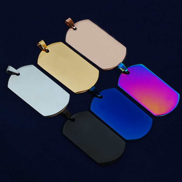 10PCS Shiny Stainless Steel Dog Tag, 50*28mm Rectangle Dog Pendants, Blank Pet Tags 103675