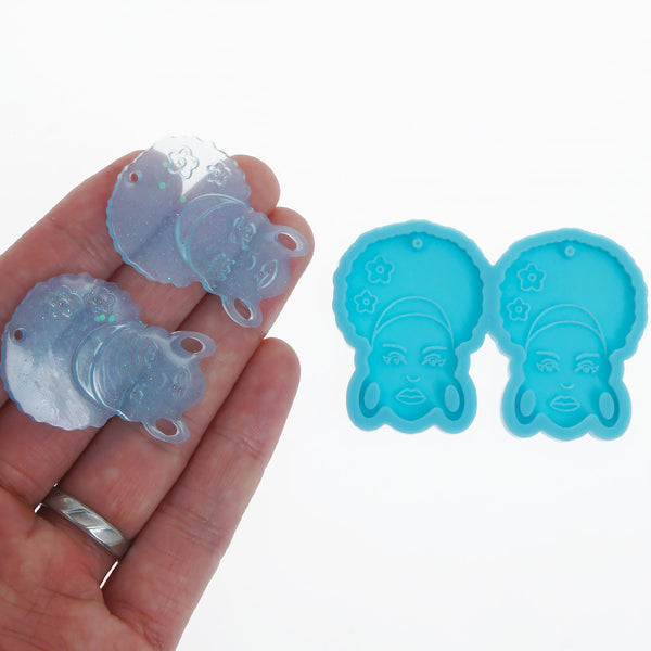 Silicone Earring Mold African Lady Earring Mold Resin Jewerly Earring Stud DIY Resin Earrings 10369756