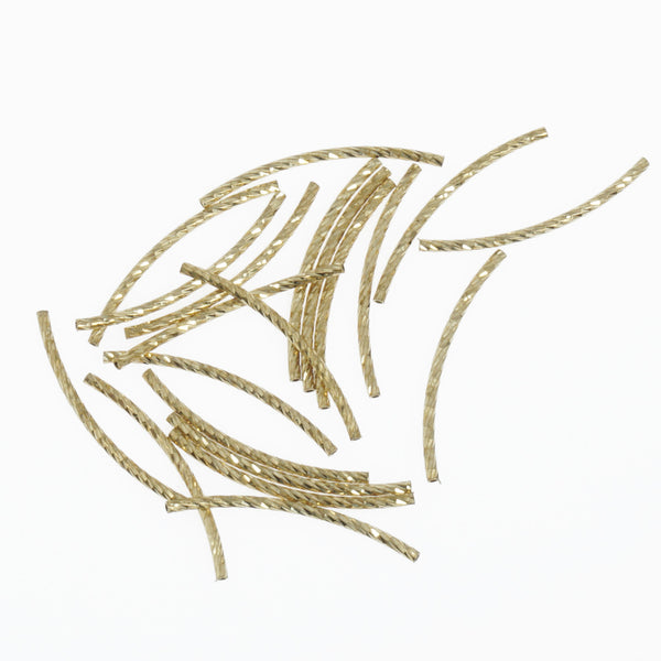 Brass Curved Tube Beads 1.5*30mm Faceted Curved Tube metal finding jewelry parts 50pcs 10377950