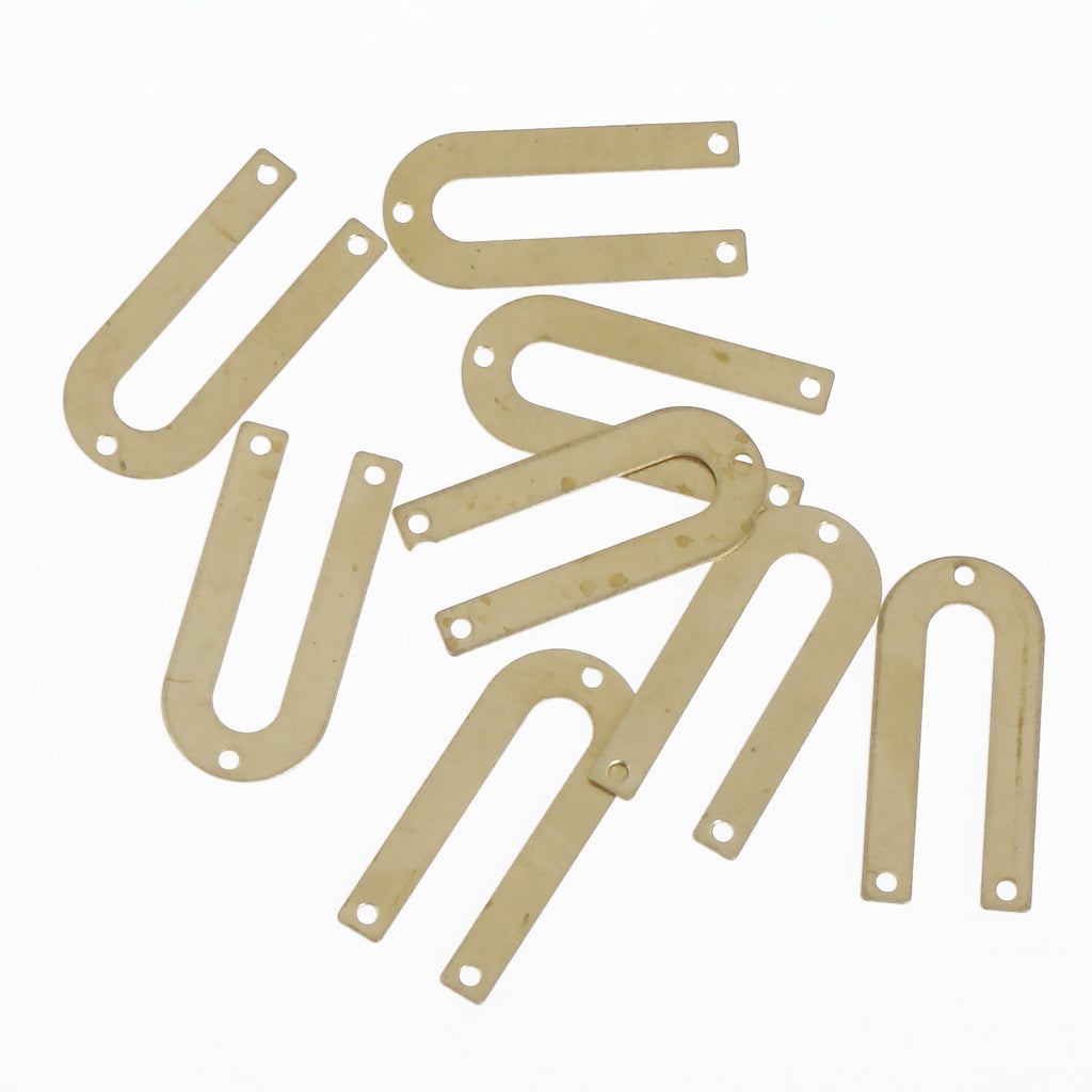 20PCS Raw Brass U Shape Charm with 3 holes Brass Connector 12*26mm 10378950