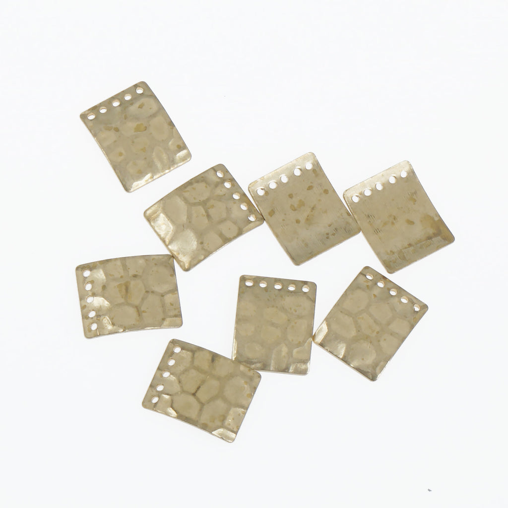 20PCS Raw Brass Rectangle Hammered Connector Brass Charm with 5 holes Brass Earring Findings 12.5*15.6mm 10379650