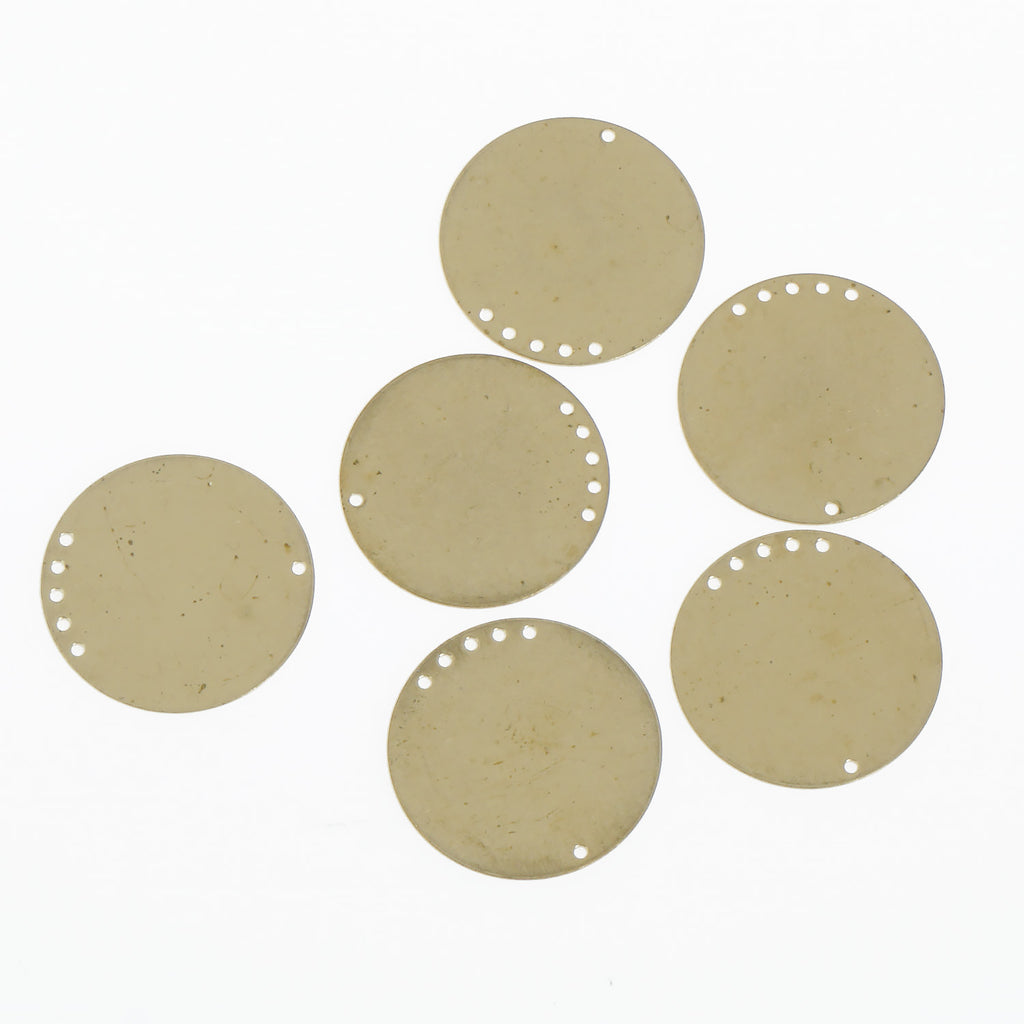 6PCS Brass 27mm Round Discs Raw Brass Stamping Blanks with 6 holes for jewelry making 10380350