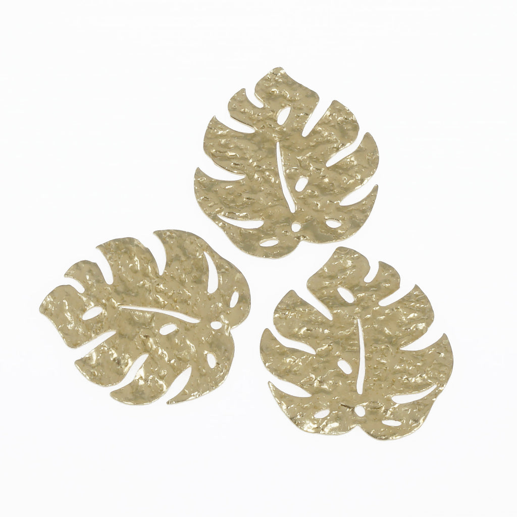 6PCS Raw Brass Monstera Leaf Charm Earring Finding Brass Leaf Pendant for jewelry making 10380650