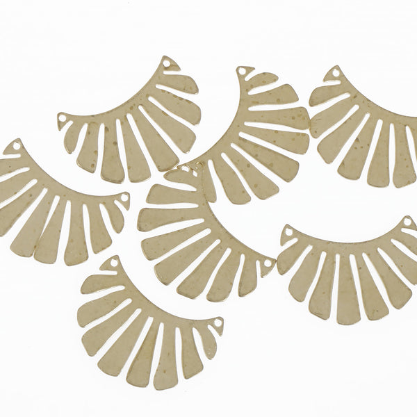 6PCS Raw Brass Sector Charm Brass Arc Connetor with 2 Holes for jewelry making 10381550