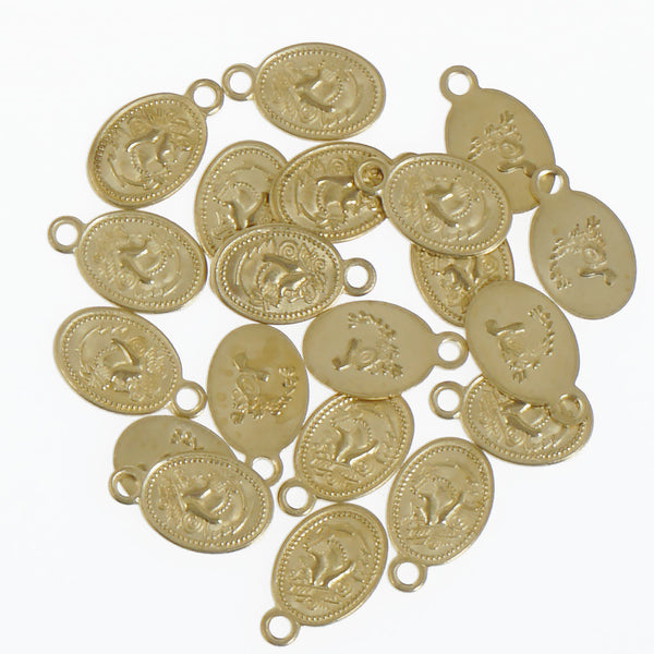 10PCS Brass Queen Charm Raw Brass Oval Queen Coin Pendant for jewelry making 10382150