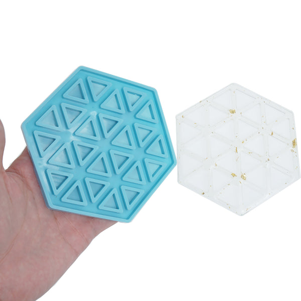 1 piece Silicone Hexagon coaster resin mold, Geomestric Mat Mold DIY Coaster Mold Shiny Resin Mold For Home Decoration 10386550
