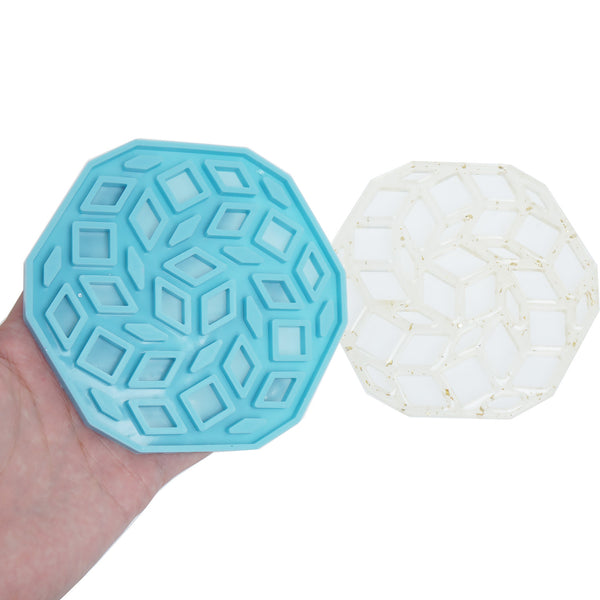 1 piece Silicone Polygon coaster resin mold, Geomestric Mat Mold DIY Coaster Mold Shiny Resin Mold For Home Decoration 10386551