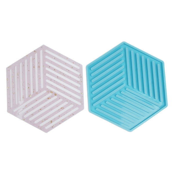 1 piece Silicone Hexagon coaster resin mold, Geomestric Mat Mold DIY Coaster Mold Shiny Resin Mold For Home Decoration 10386552