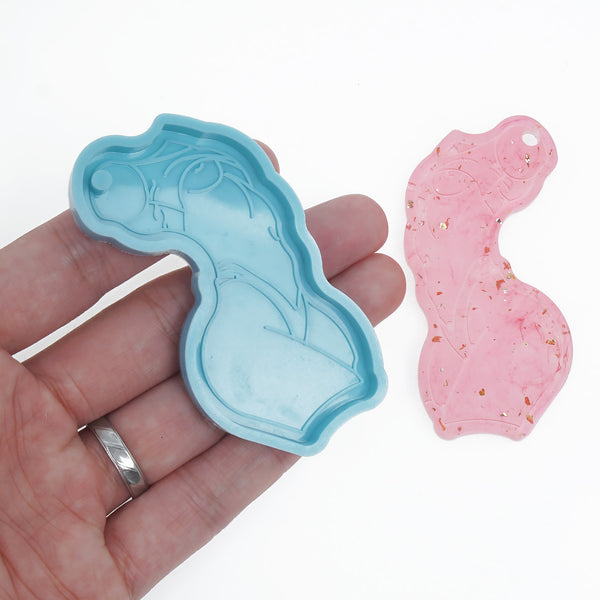 1 piece Mirror Surface Silicone Curved Body Mold Small Keychain Mold Resin Epoxy Mold For Keychain 10386851