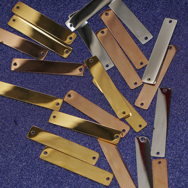 1/4*1 1/4" Stainless steel Rectangle Stamping Blanks with 2 holes metal blanks stamping supplies 10pcs
