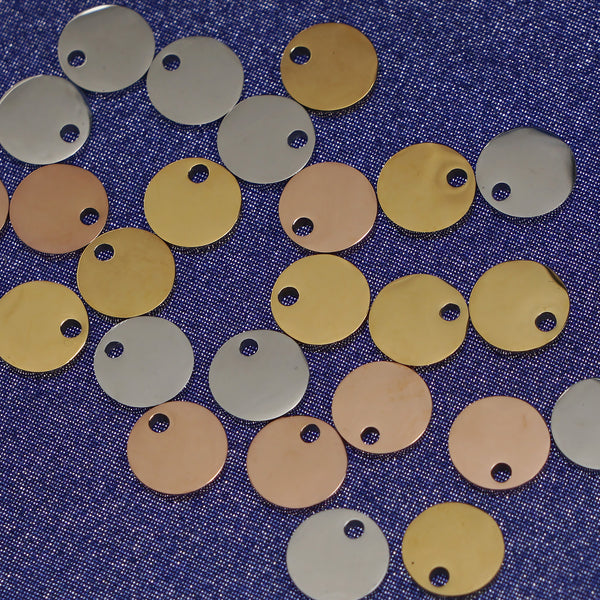 3/8" Stainless steel Round Stamping Blanks with a hole metal tag stamping supplies 10pcs