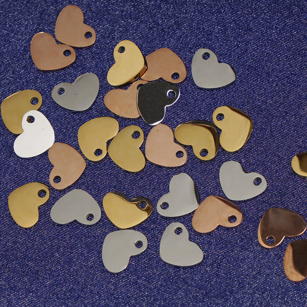 5/16*3/8" High Polish Stainless steel Heart Shape Stamping Blanks with a hole metal tag stamping supplies 10pcs