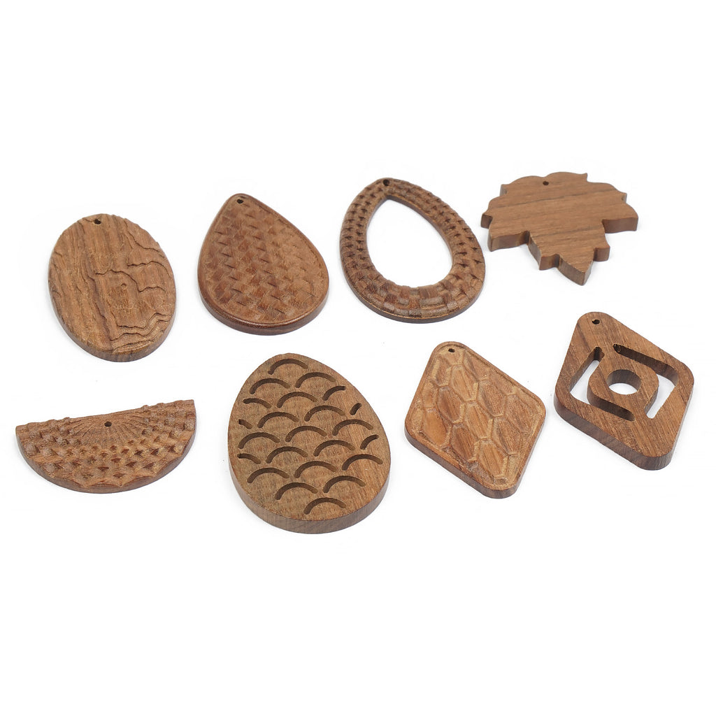 6PCS Wood Cutout Earring Pendant Geometric Shape Earring Pendant Wooden Charms Jewelry Making 103941