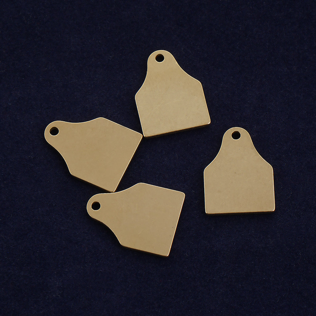 20 Mini Cattle Tag Stamping Blanks - 1/2" x 5/8" Ear Tag Blank 18 Gauge Brass Cow Tag,Brass Cattle Tag