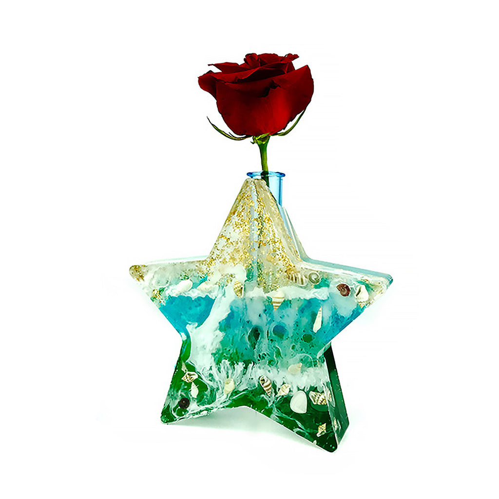 3D Star Decorative with one Test Tubes Vase Silicone Mould, classic Design Vase Mould, Silicone Mould, Resin Crafts,Flower holder