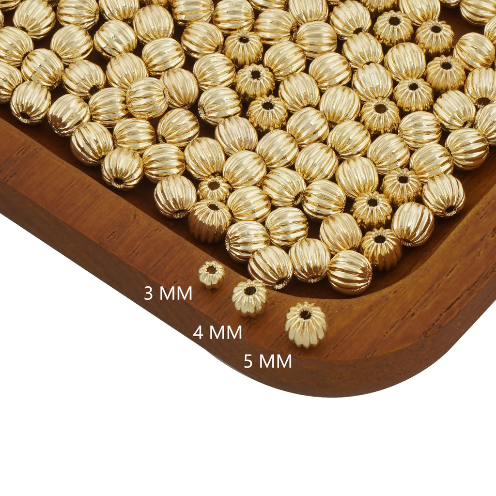 14K Gold Filled Brass Pumpkin Beads Spacer Beads for Bracelet Necklace Jewelry Making Supply Wholesale 50pcs/bag