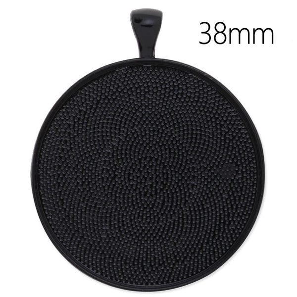 38MM(1.5inch) Black Round Pendant tray,zinc Alloy filled,20pcs/lot