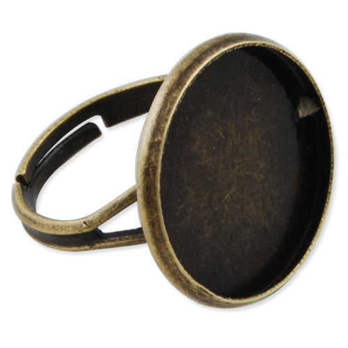 18MM Round Adjustable Shallow bottom Antique Bronze  plated Ring Base Setting Pendants With 18 MM round Pad,Sold 50PCS Per Package