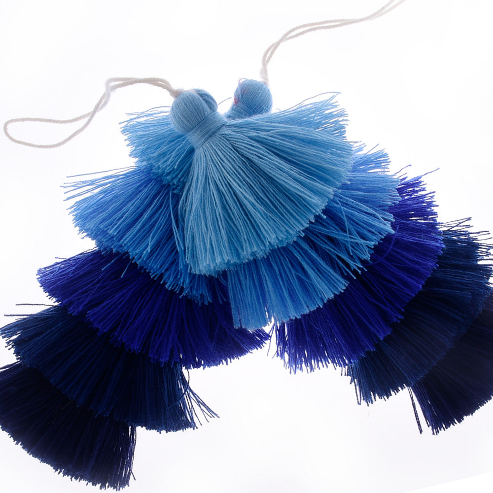 Wholesale Layered Tassel Pendant Five Tier Colorful Cotton Tassel for Earrings pendant handmade 2pcs 10192855