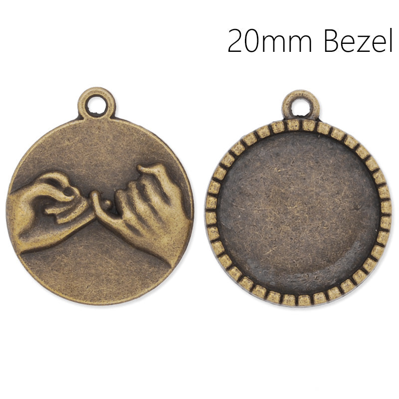 Antique Bronze pendant tray with 20mm Round bezel,another sided is drag,20pcs/lot