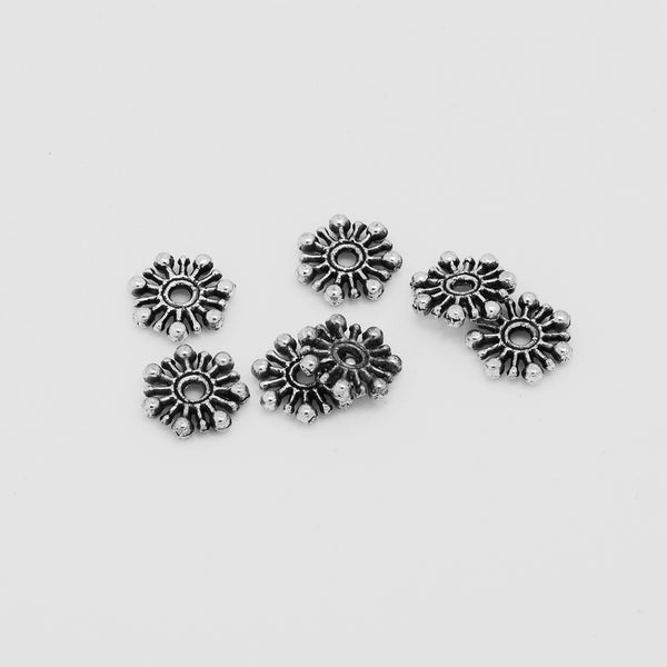 9 mm Tibetan Beads,Silver Large Hole Spacer beads,Diy Bulk beads,Thickness 2mm Sold 100pcs/lot