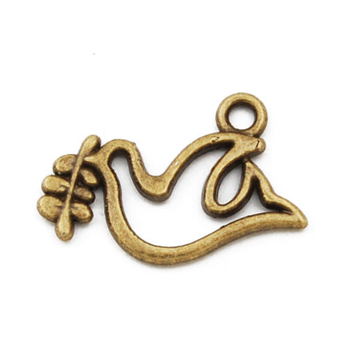 20*12mm Vintage antique bronze Zinc alloy Charms,peace dove,sold 400 pcs per pkg