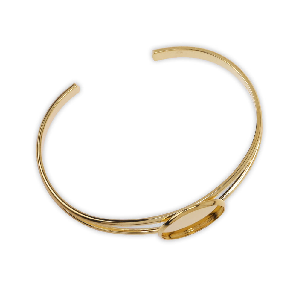 5 Adjustable Gold Bracelet With 20MM Round Setting,Cuff,Adjustable, fit 20mm Round Cabochons