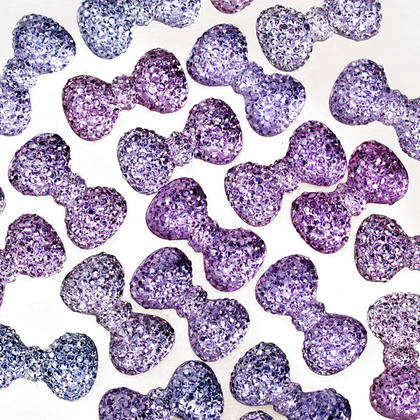 100 Light Purple Bow Tie Druzy Cabochons Kawaii Cabochons Resin Flat Back Faceted DIY Jewelry Findings 24mm