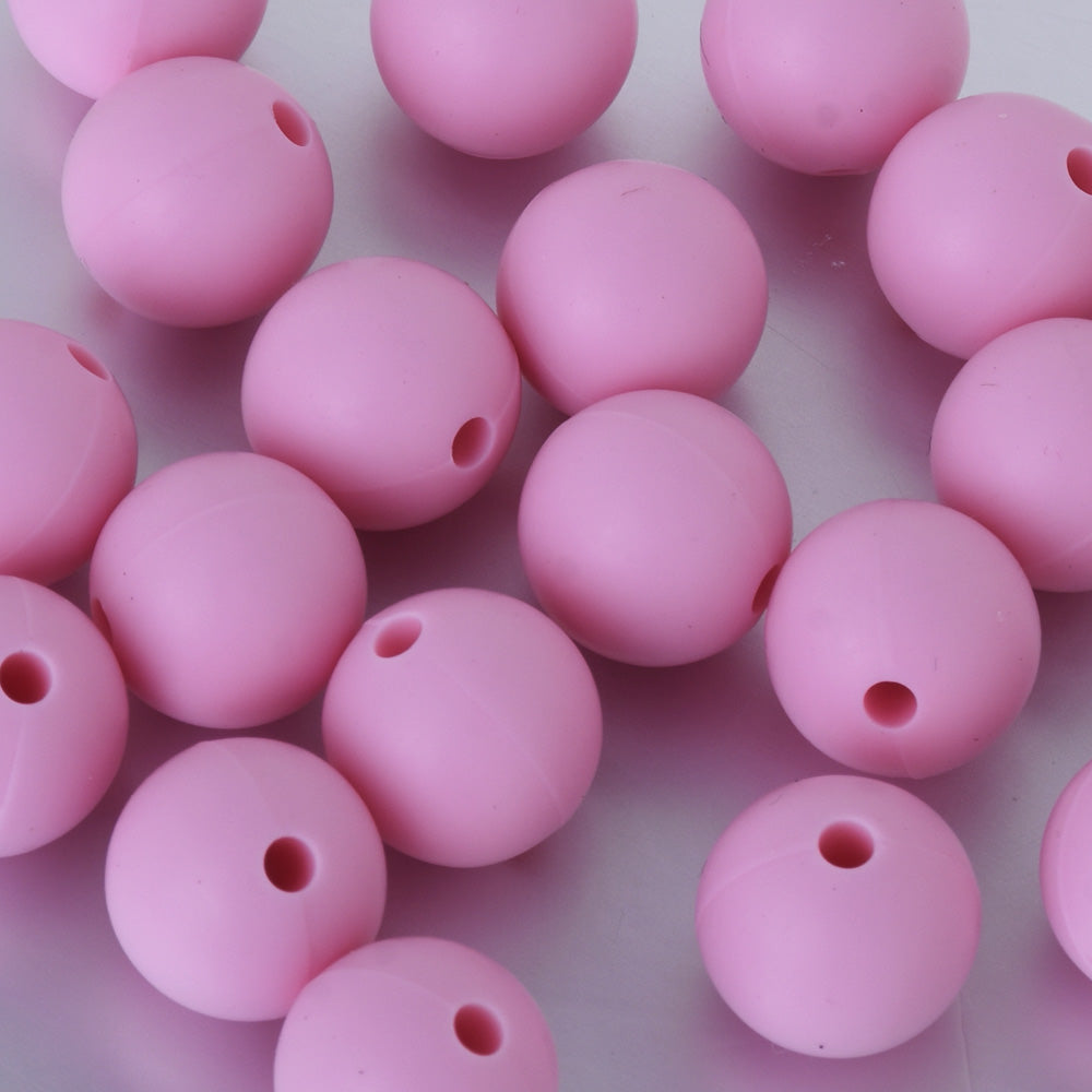 10mm Bulk Round Silicone Beads Food grade silicone sensory beads Baby Shower Gift Silicone Loose Beads pink 20pcs